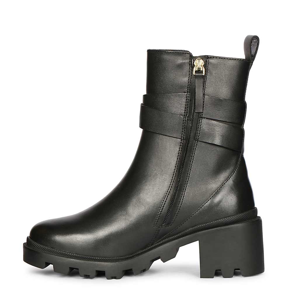 Saint Pamina Black Leather Buckle High Ankle Boots