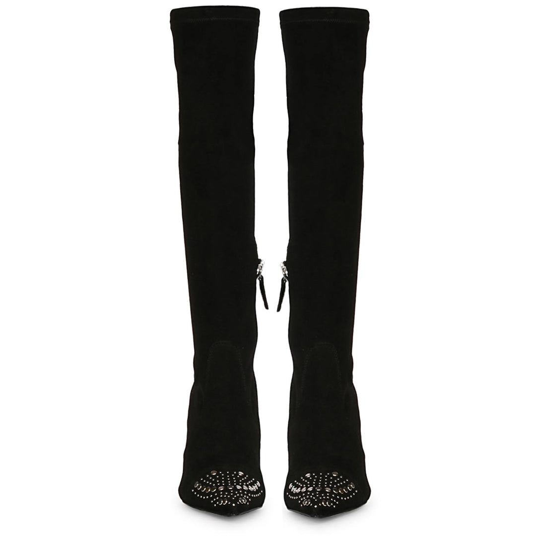 Saint Estrella Studded Stretch Suede Stiletto Long Boots