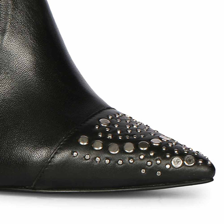 Saint Estrella Studded Stretch Napa Leather Stiletto Ankle Boots