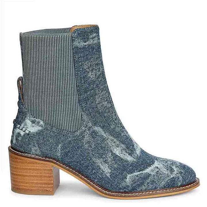 Saint Zoie Blue Washed Denim High Ankle Chelsea Boots