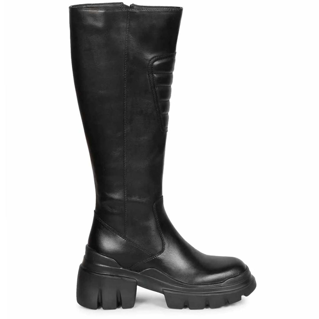 Saint Eloïse Black Leather Lug Sole Long Boots