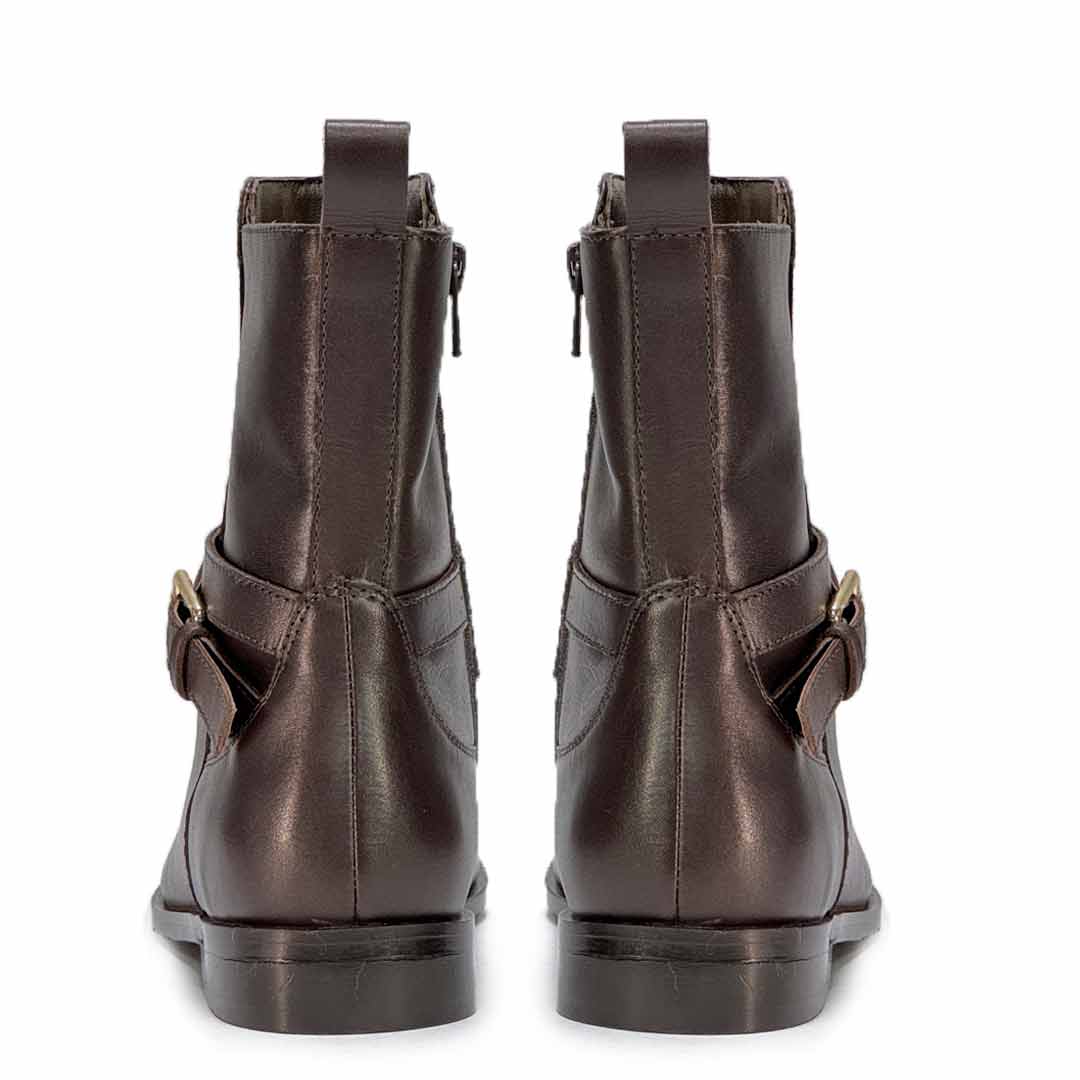 Saint Zola Brown Leather Buckle Ankle Boots