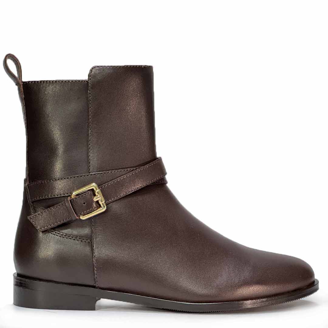 Saint Zola Brown Leather Buckle Ankle Boots