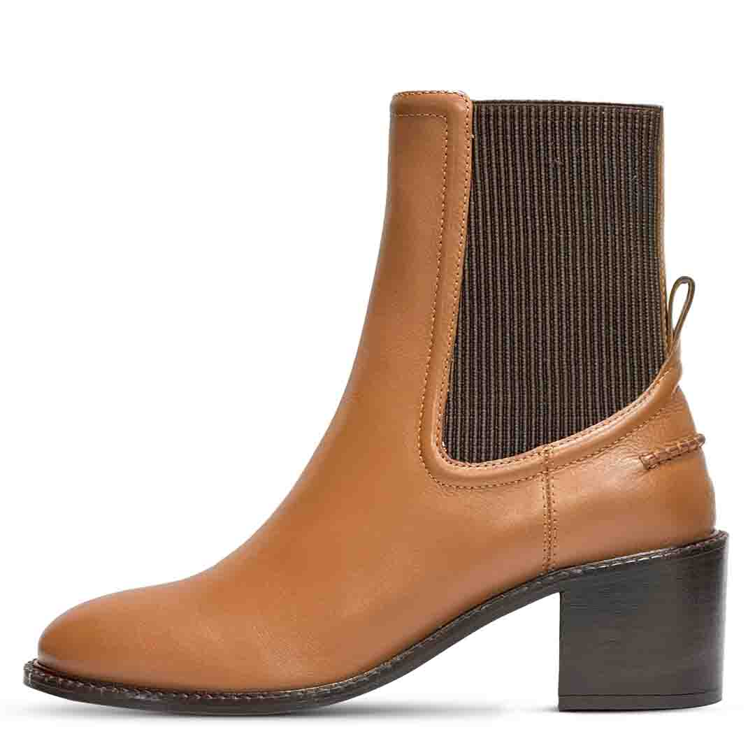 Saint Zoie Camel High Ankle Leather Chelsea Boots