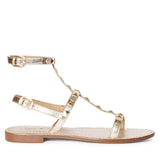 Saint Miriam Platin Leather Flat Sandals