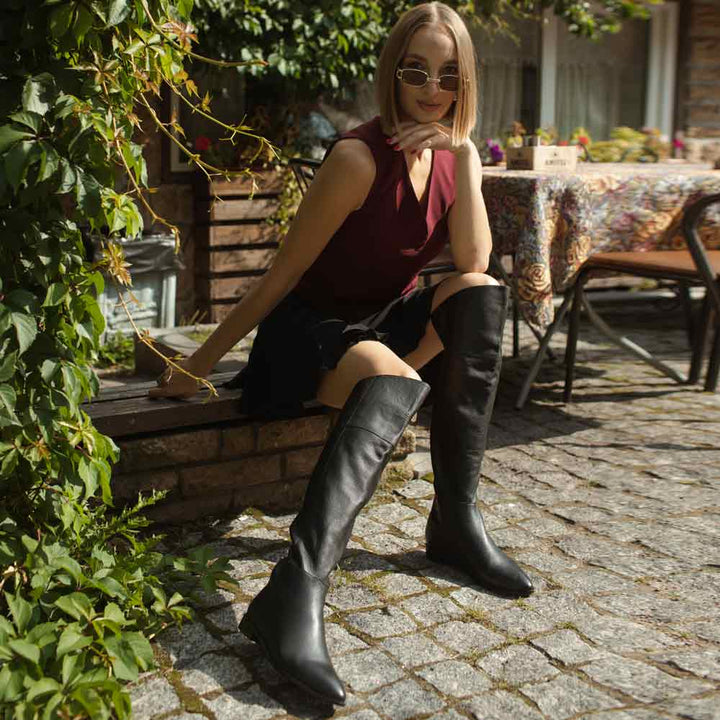 Saint Grace Brown Leather Above The Knee Boots