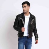 Saint Andre Black Leather Men's Biker Jackets