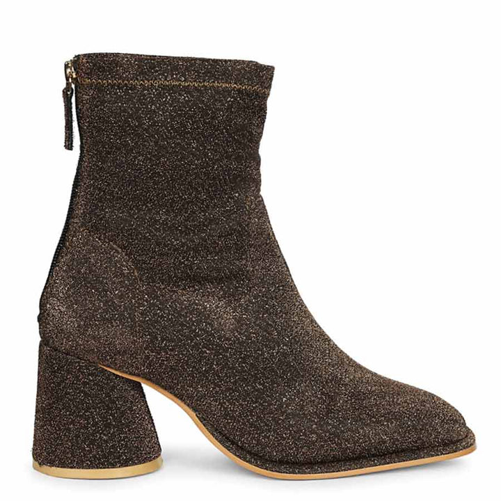 Saint Saveria Bronze Metallic Stretch Fabric Ankle Boots