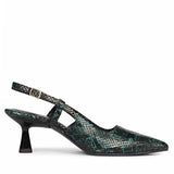 Saint Josie Green Snake Print Leather Pumps