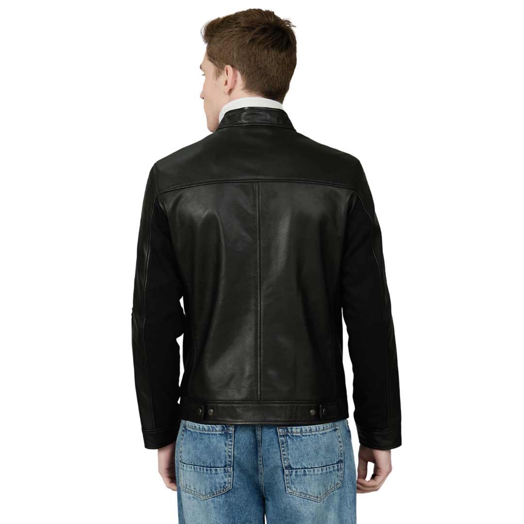 Saint Edoardo Studded Black Leather Men's Jackets