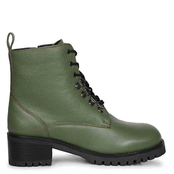 Saint Moira Olive Green Leather Ankle Boots