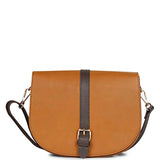 Favore Women Dark Tan Leather Saddle Bags