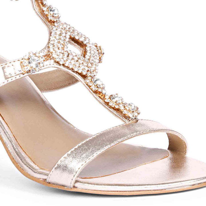 Saint Elettra Platin Leather Multi Stone Jewel Heels