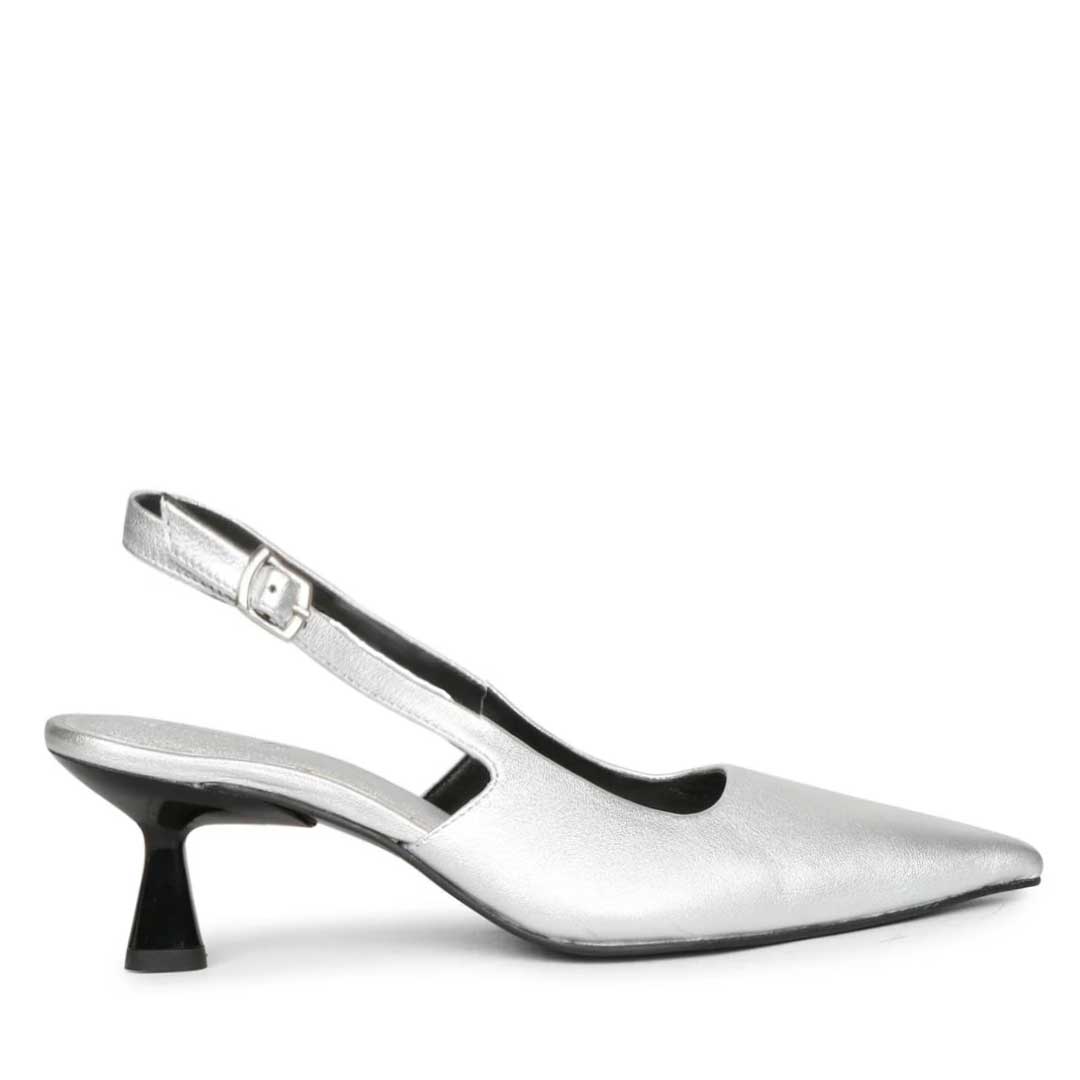 Saint Zelena Metallic Silver Leather Pumps