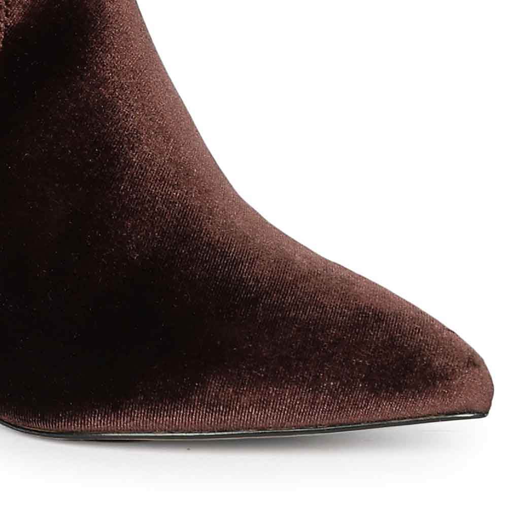 Saint Jemima Bordo Stretch Velvet Knee High Stiletto Boots