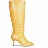 Saint Adella Croco Embossed Yellow Leather Long Boots