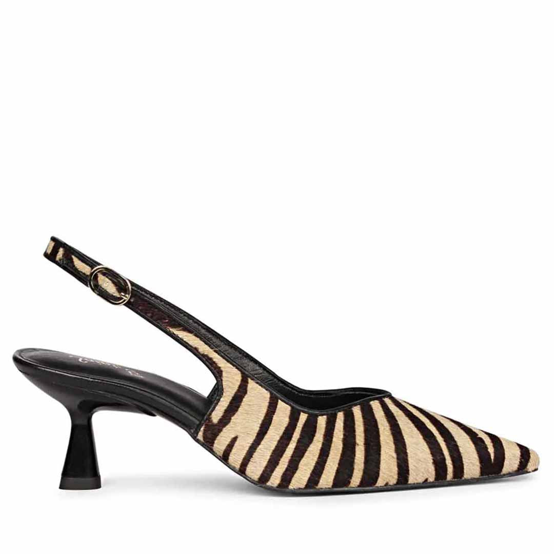 Saint Sloane Black & White Pony Zebra Print Leather Pumps