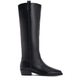 Saint Alessia Black Leather Block Heel Knee High Boots