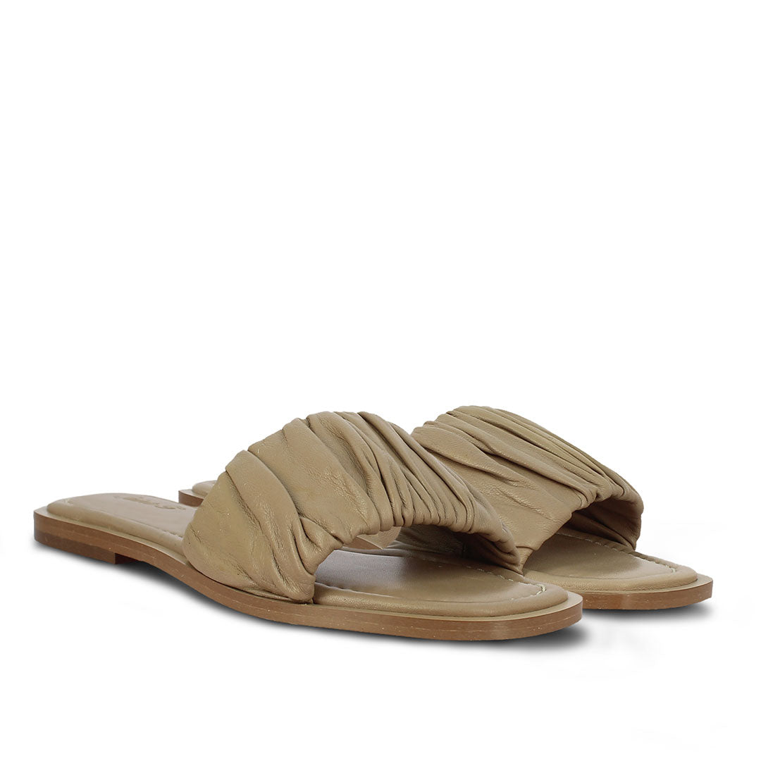 Saint Beatrice Beige Handcrafted Leather Slides SaintG India