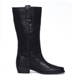 Valery Black Leather cowboy Calf Boots