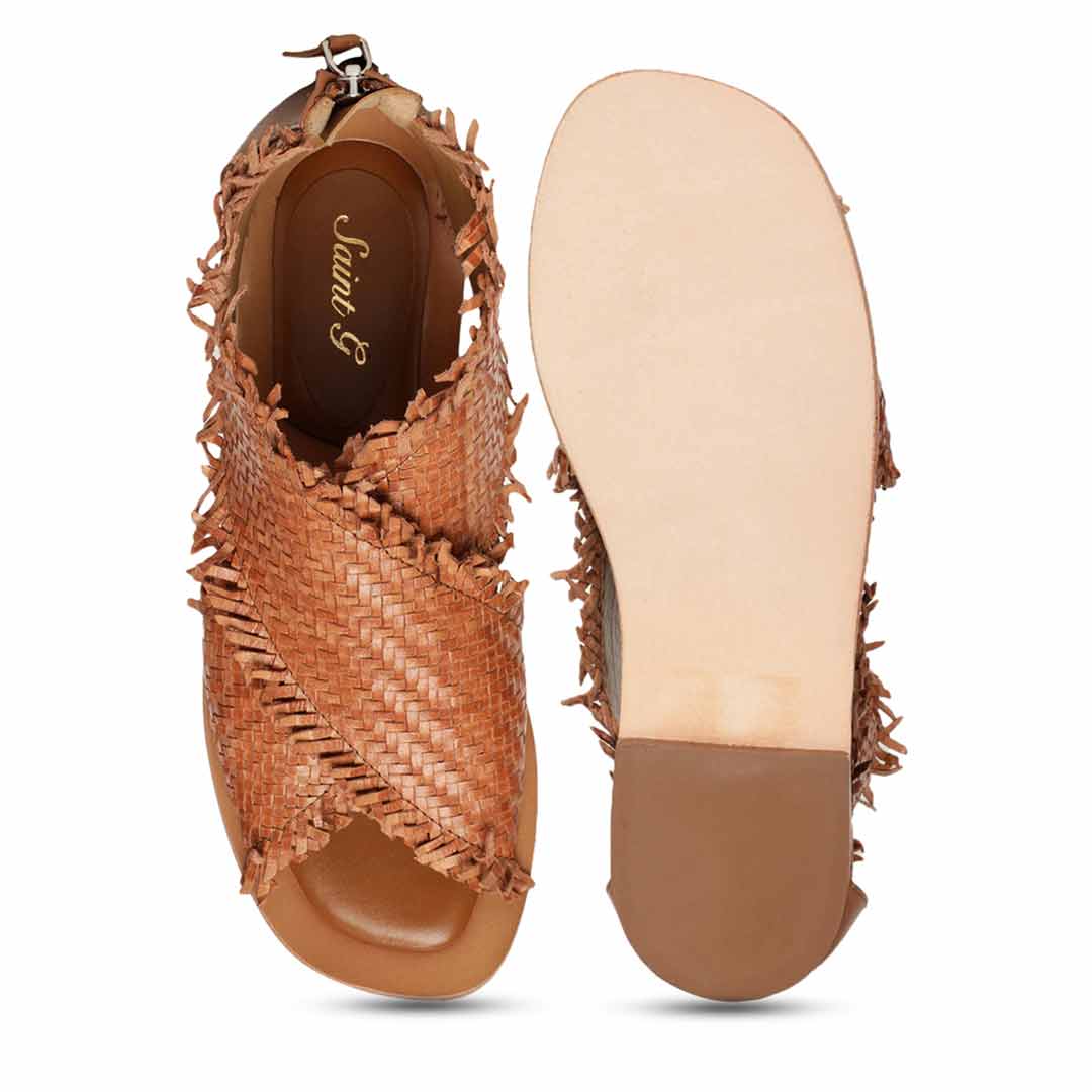 Woven discount leather sandals