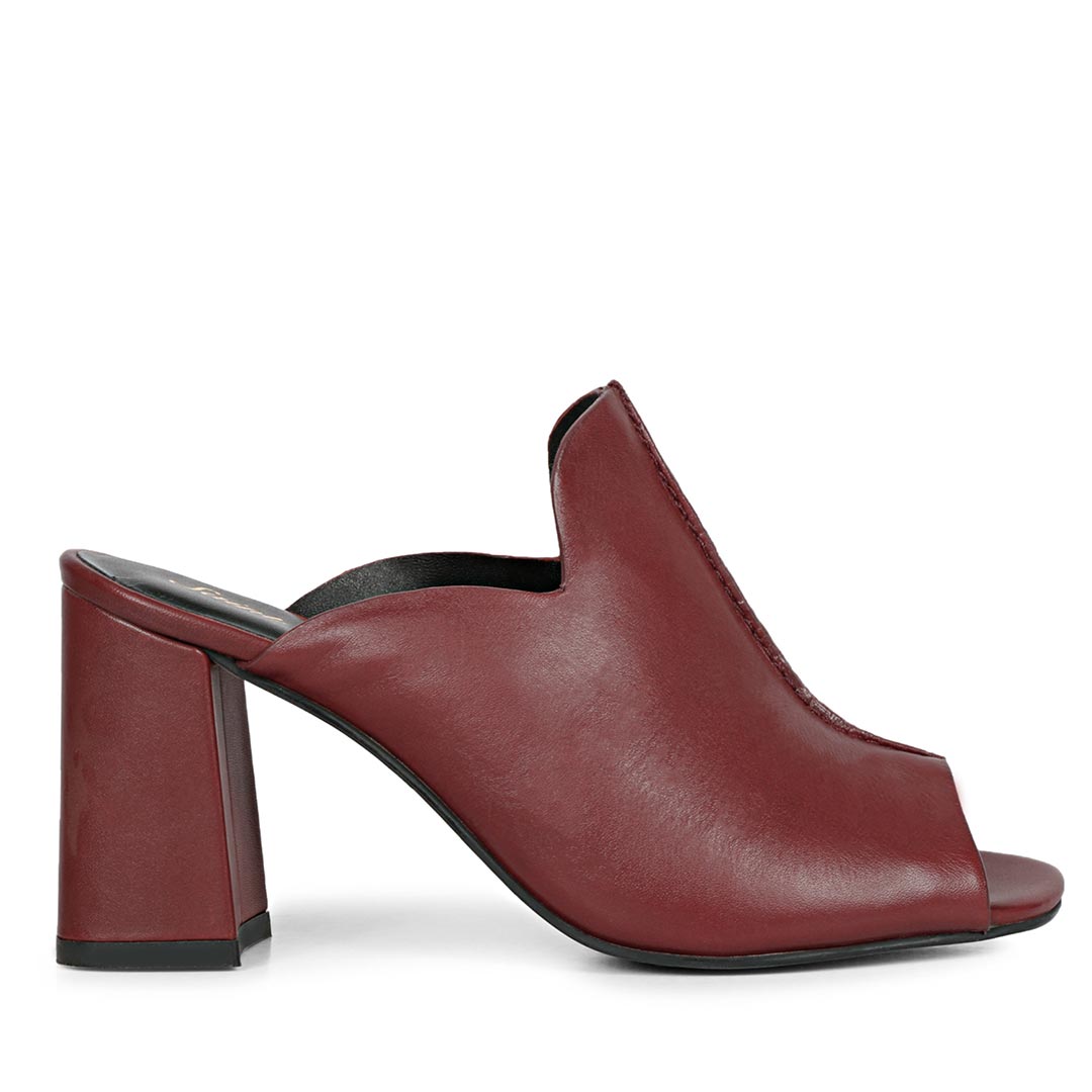 Red leather 2025 mules with heel