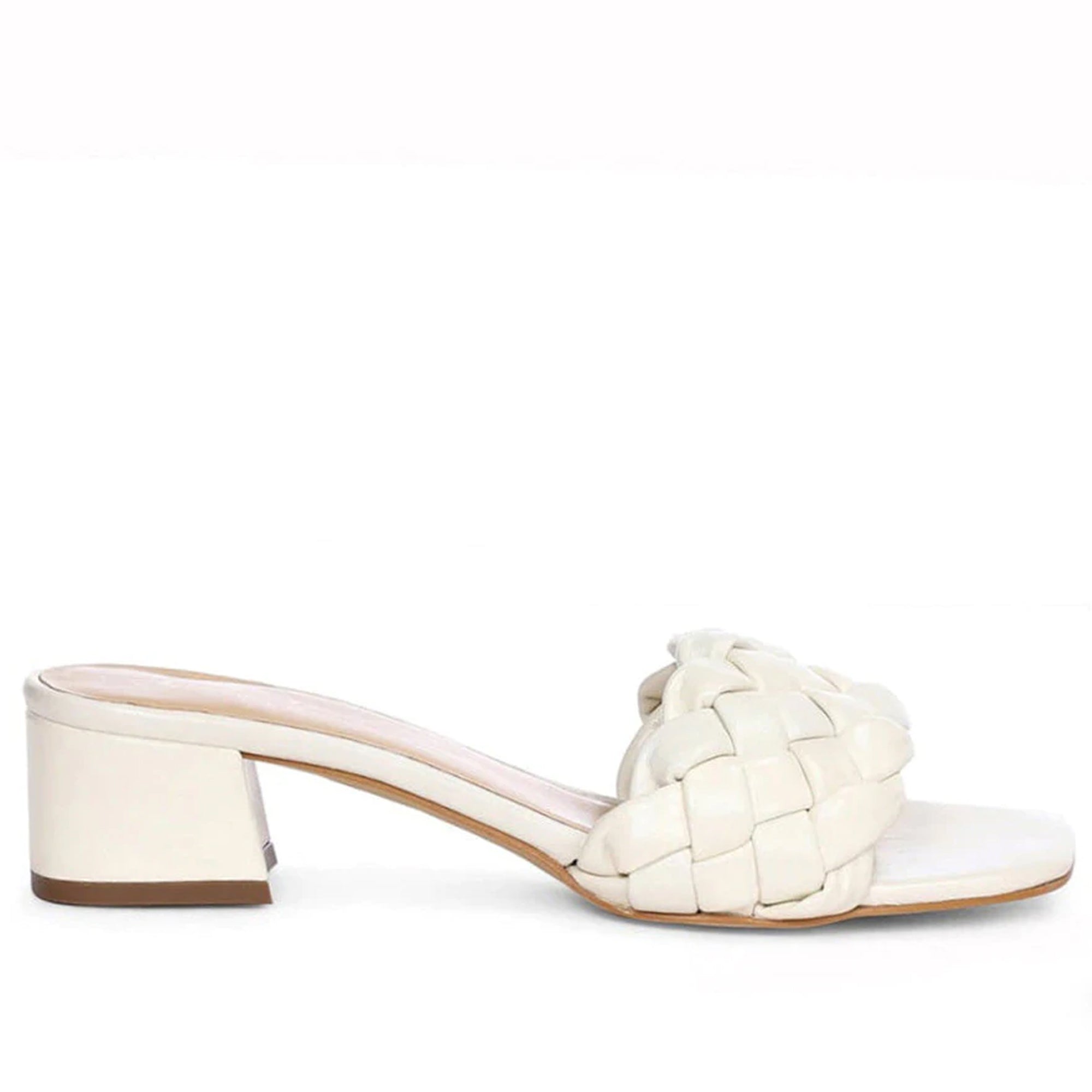 White low heel outlet mules