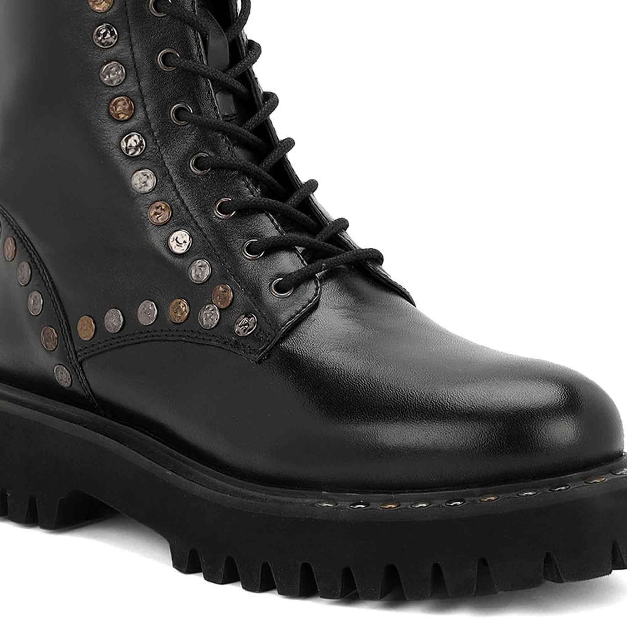 Black studded clearance lace up boots