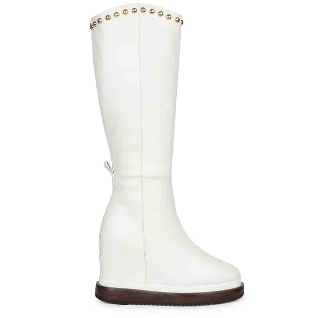 White wedge heel outlet boots