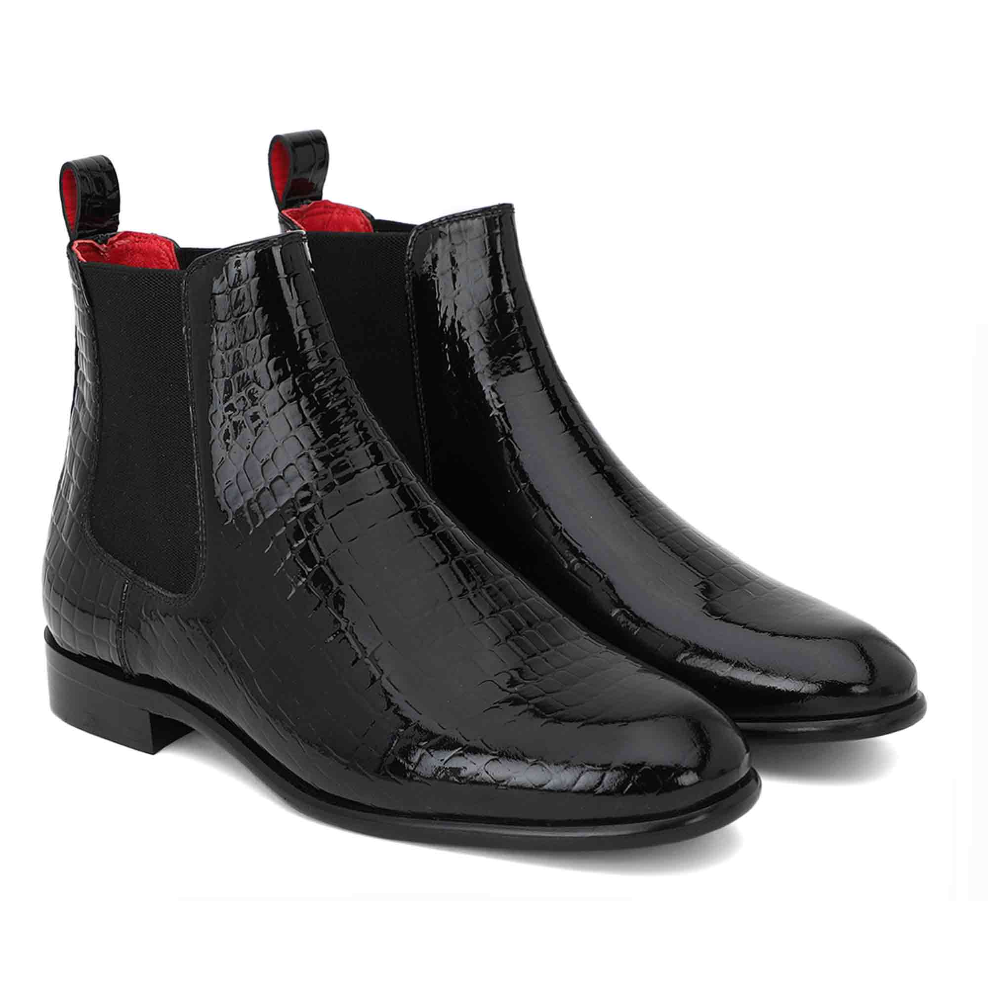 Shiny black chelsea outlet boots