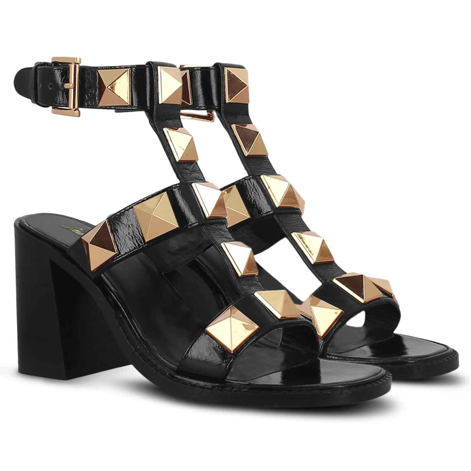 Buy SaintG Womens Aqua Leather Metal Studded Block Heels at Amazon.in